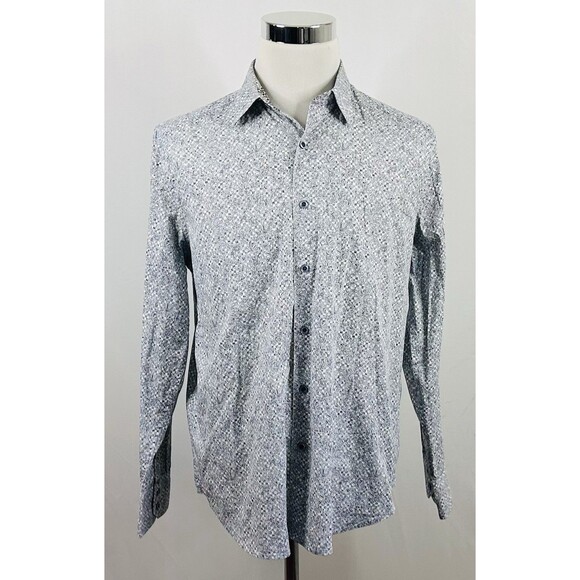 Robert Graham Large Classic Fit Flip Cuff Shirt Floral Blue White 100% Cotton - Picture 2 of 5